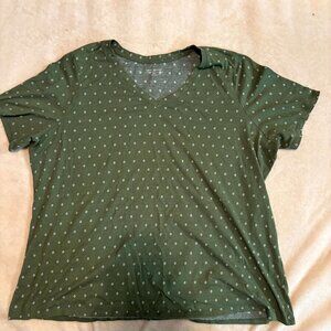Lane Bryant Perfect Sleeve Tee 22/24 – Green Diamond Print V-Neck